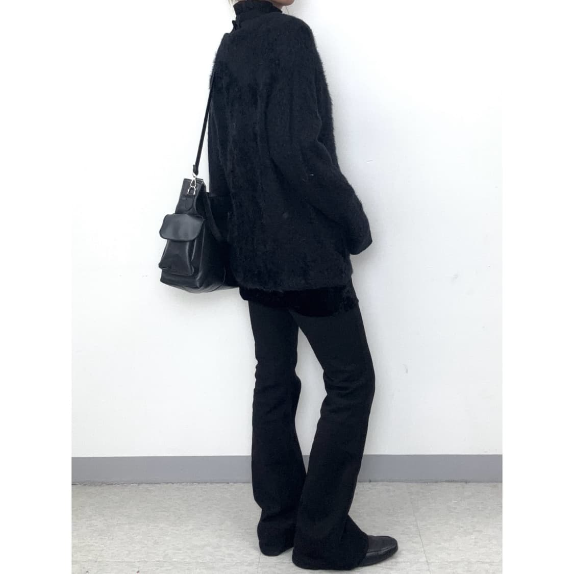 빈티지 블랙 퍼 가디건 상품이미지3