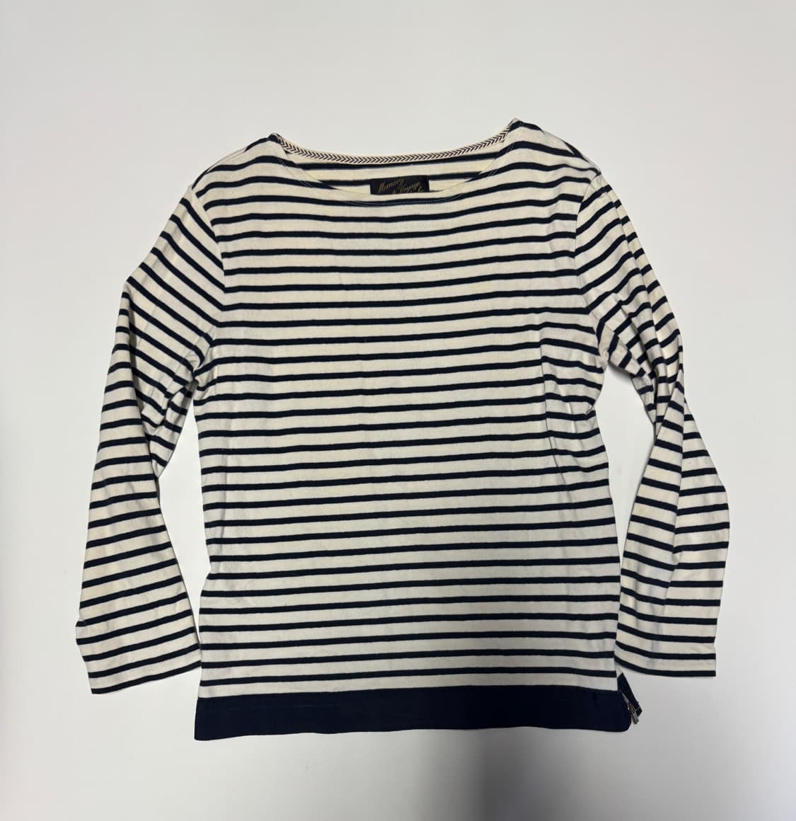 여성 코오롱 커스텀멜로우 입술넥 스트라이프 긴팔티 s 상품이미지1