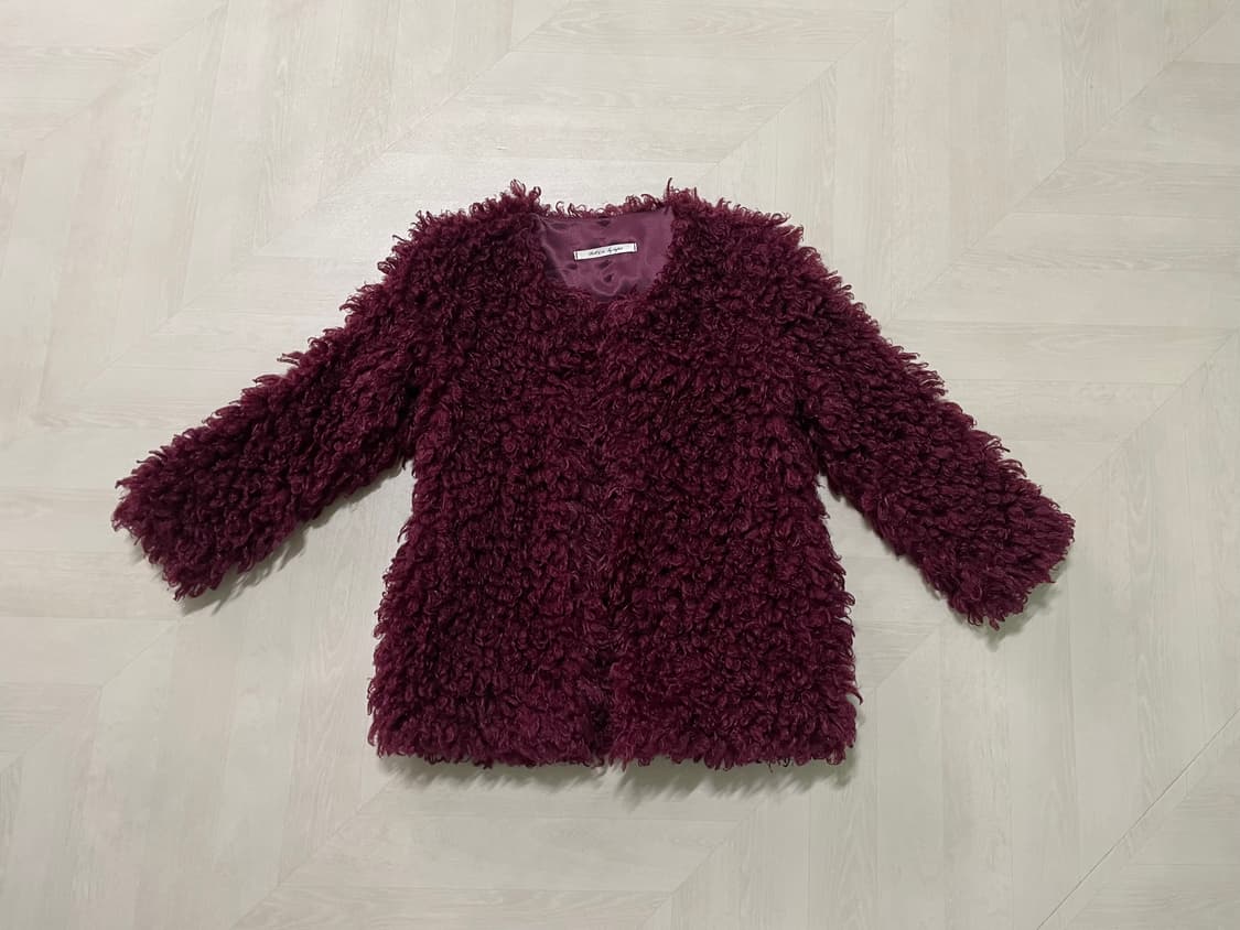 와인색 자주색 퍼 자켓 상품이미지2