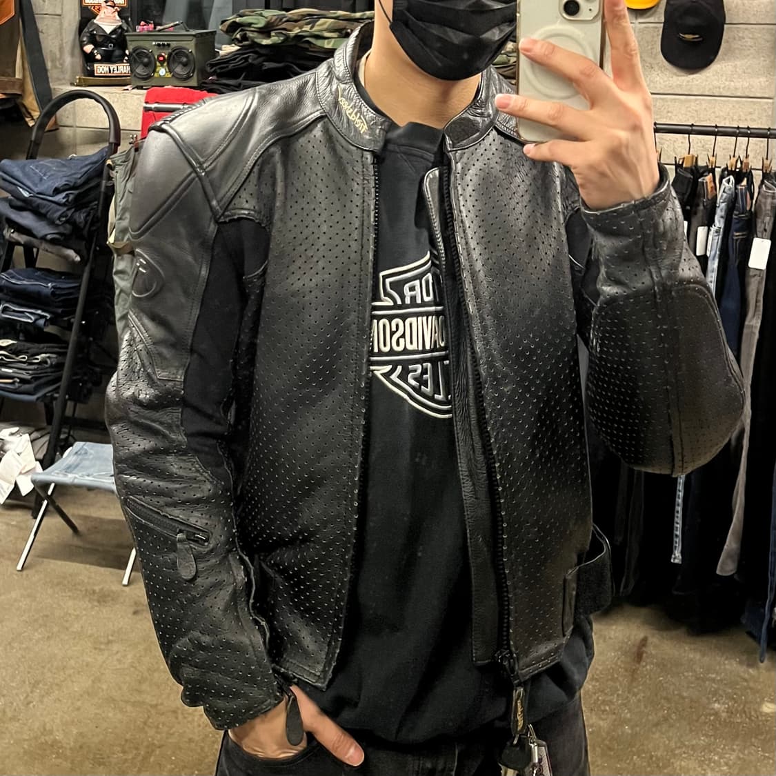 빈티지 타공 레더 라이더 자켓 (105) 상품이미지2