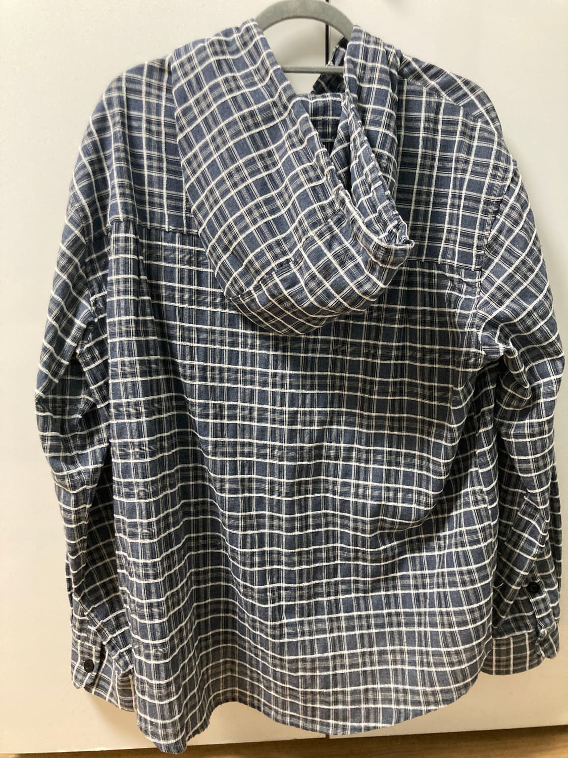 더블 포켓 체크 후드 셔츠_블루 상품이미지5