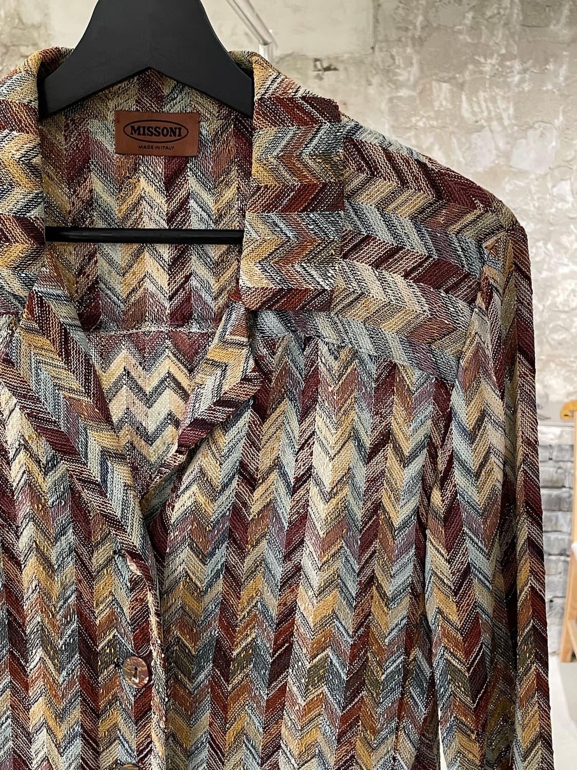 미쏘니 믹스 지그재그 버튼 레이온 카라 셔츠 상품이미지3