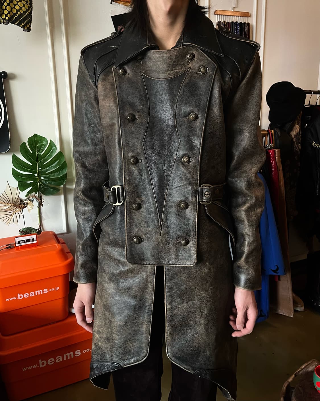 Gothic Cowhide Leather Napoleon Coat 상품이미지2