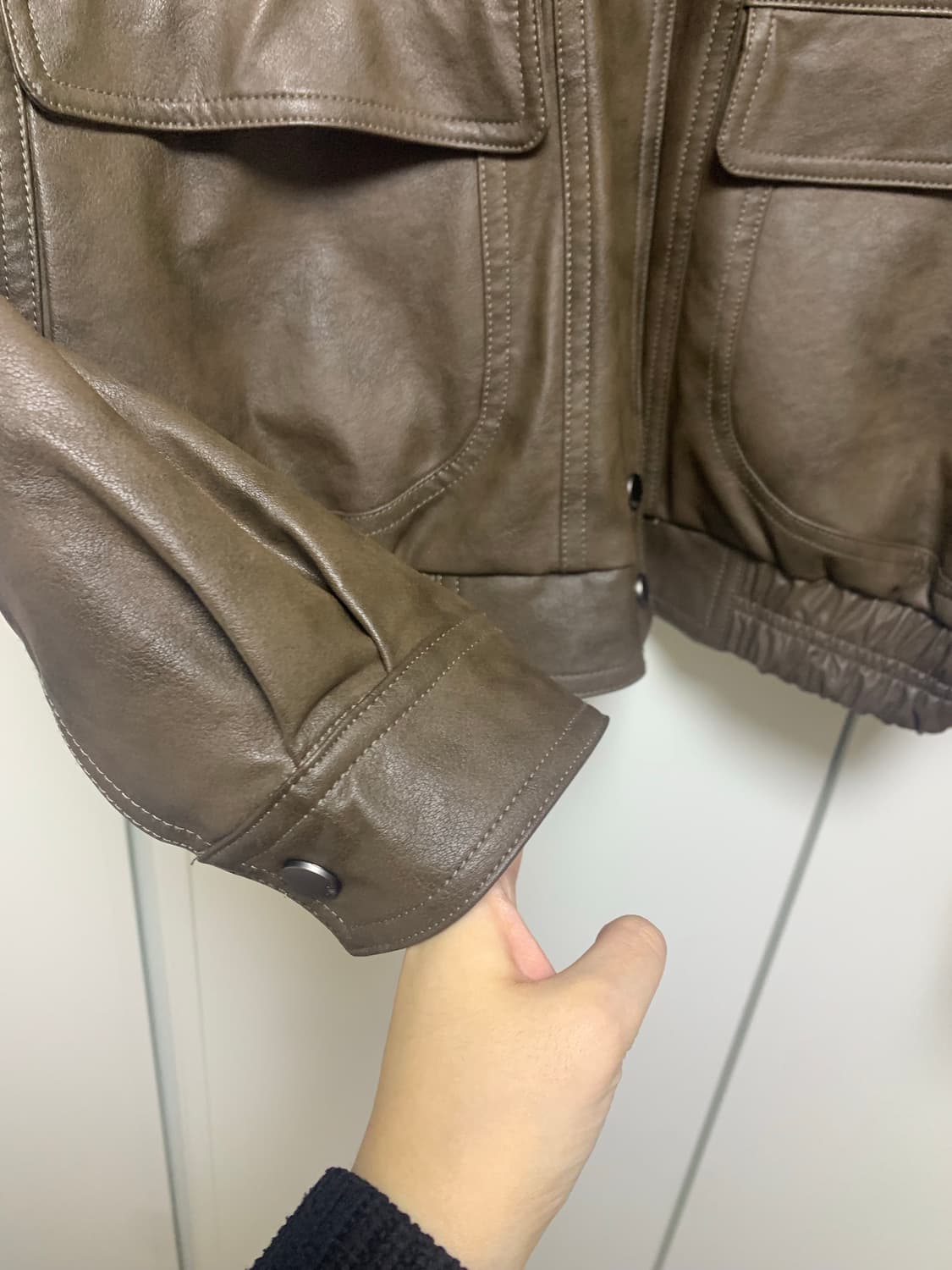 셀리테일즈 faux 레더 자켓 점퍼 브라운 상품이미지6