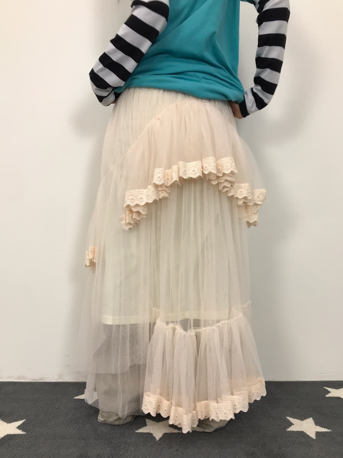 Jpn Cream Asymmetrical Tulle Skirt 상품이미지3