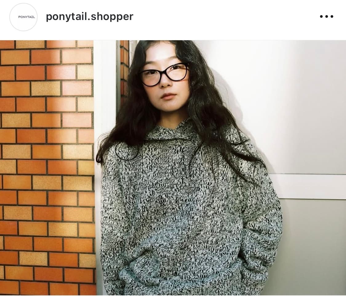 포니테일 후드 니트 스웨터 상품이미지1