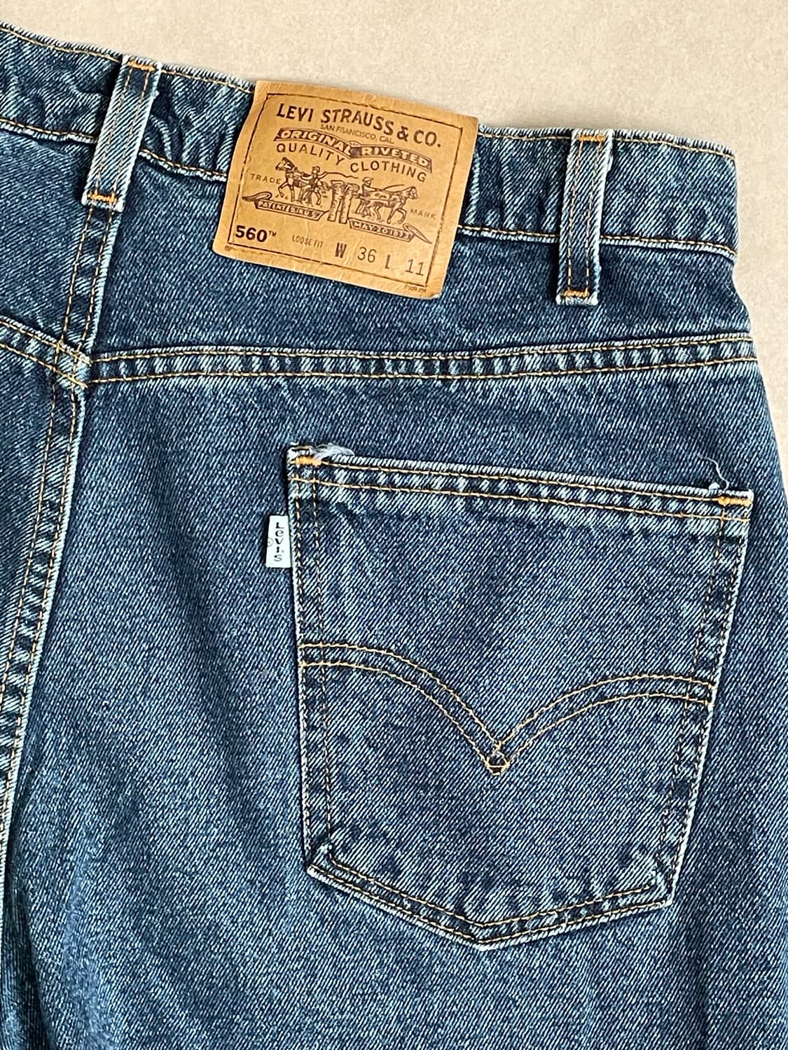 90s 리바이스560 데님쇼츠 36x11 made usa 상품이미지7