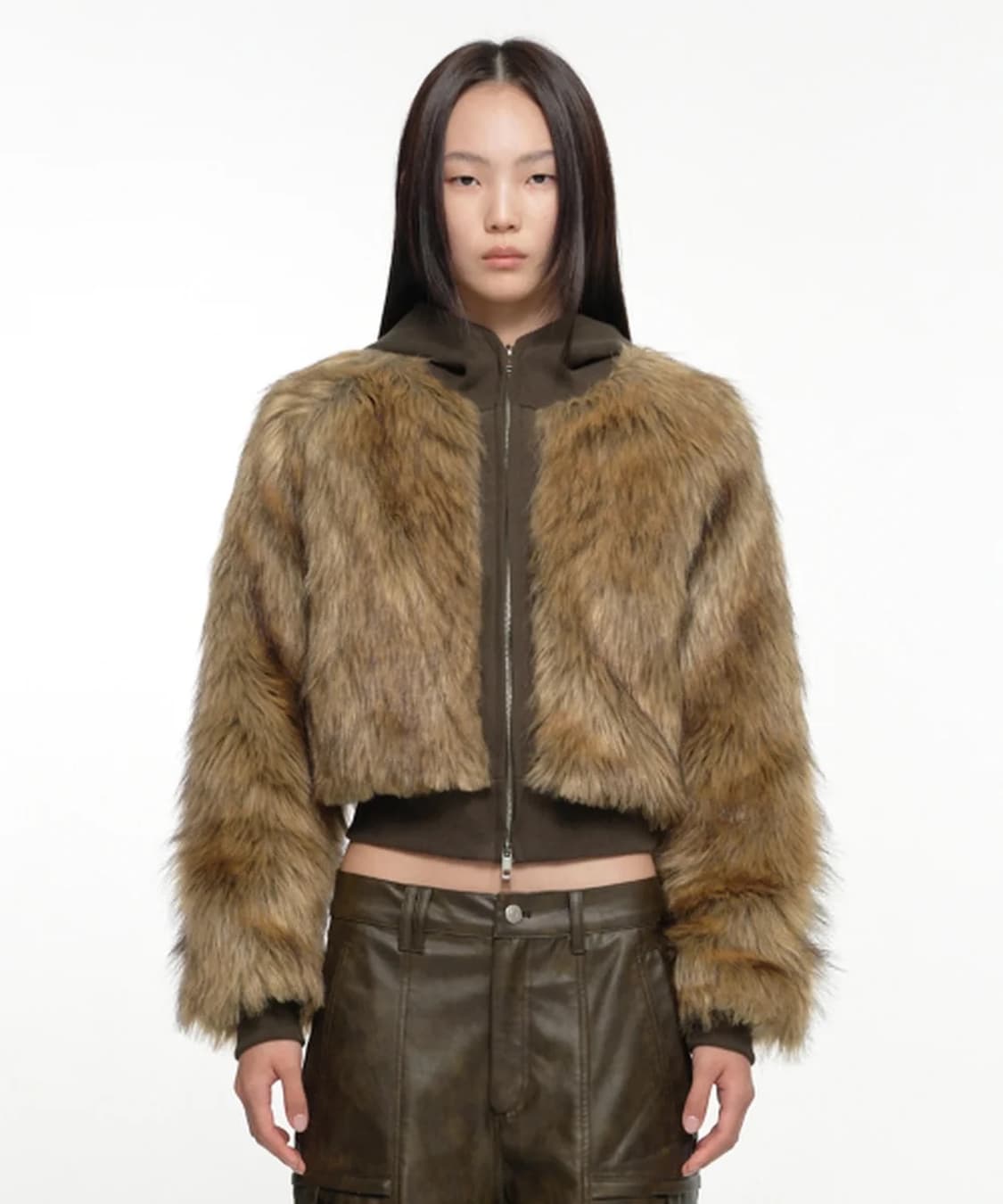 나체  NACHE HOODIE CROP FUR JACKET 상품이미지1