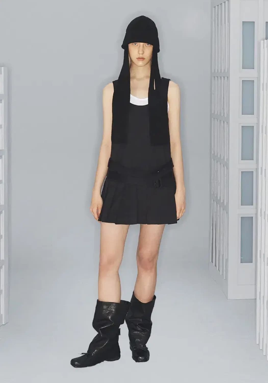 오픈와이와이 벨트 플리츠 BELTED PLEATED MINI DRESS 상품이미지1