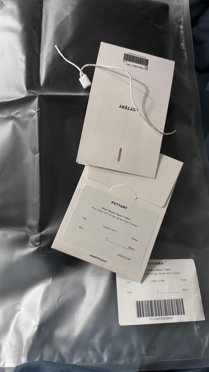 포터리 파인 코튼 베이식 티 블랙&화이트 2사이즈 상품이미지5