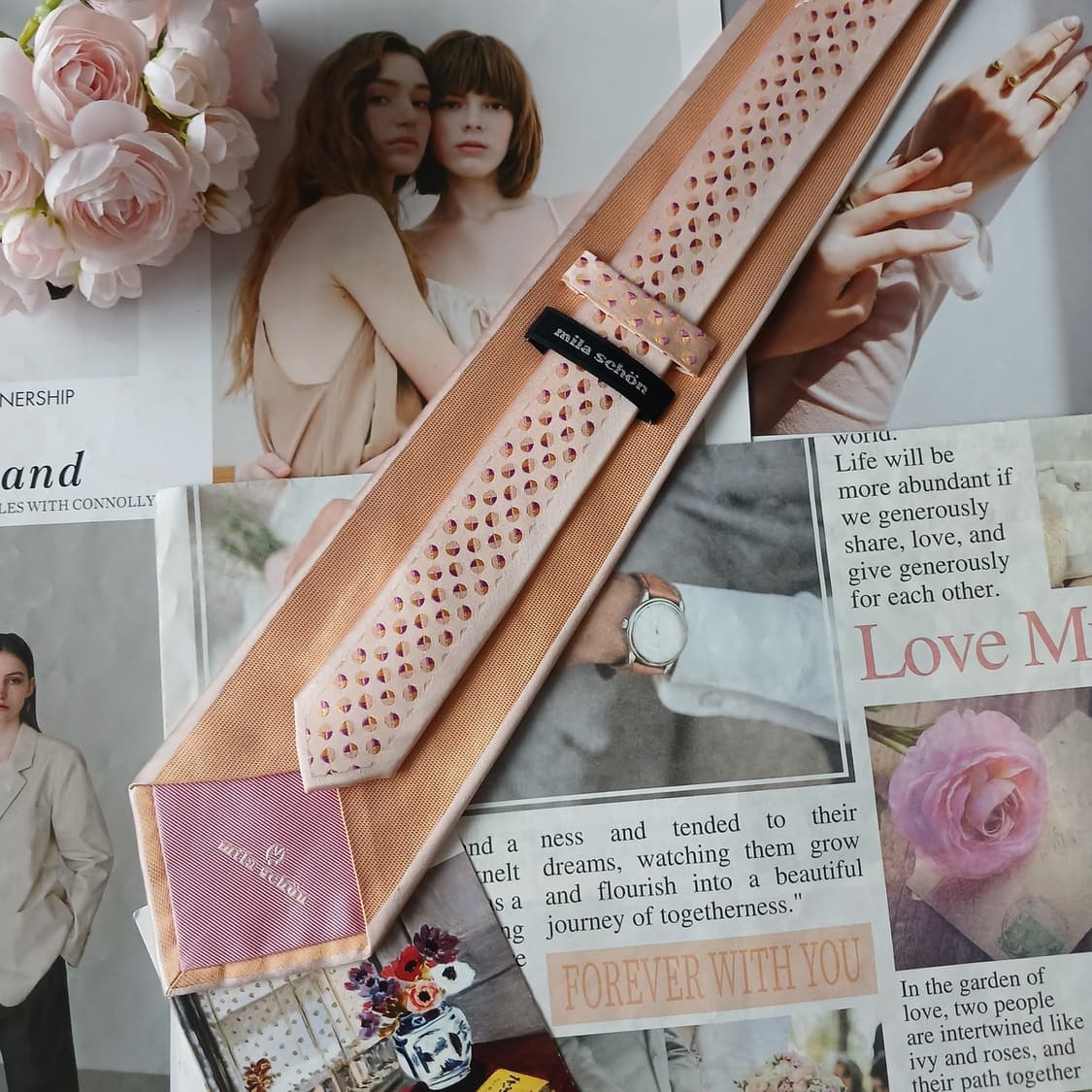 밀라 숀 실크 오렌지 도트 패턴 넥타이 9.2cm A+등급 A19735 상품이미지4