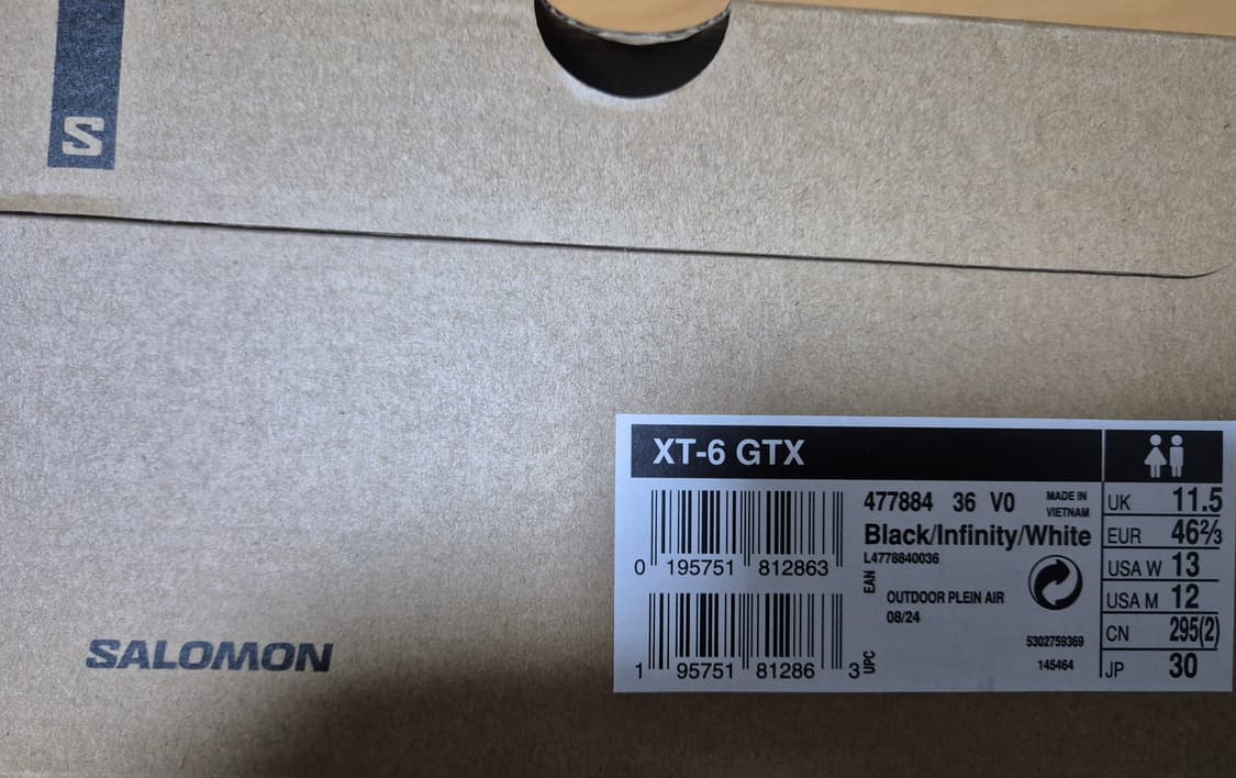 (새상품) 살로몬 XT-6 GTX 블랙 인피니티 화이트  상품이미지2