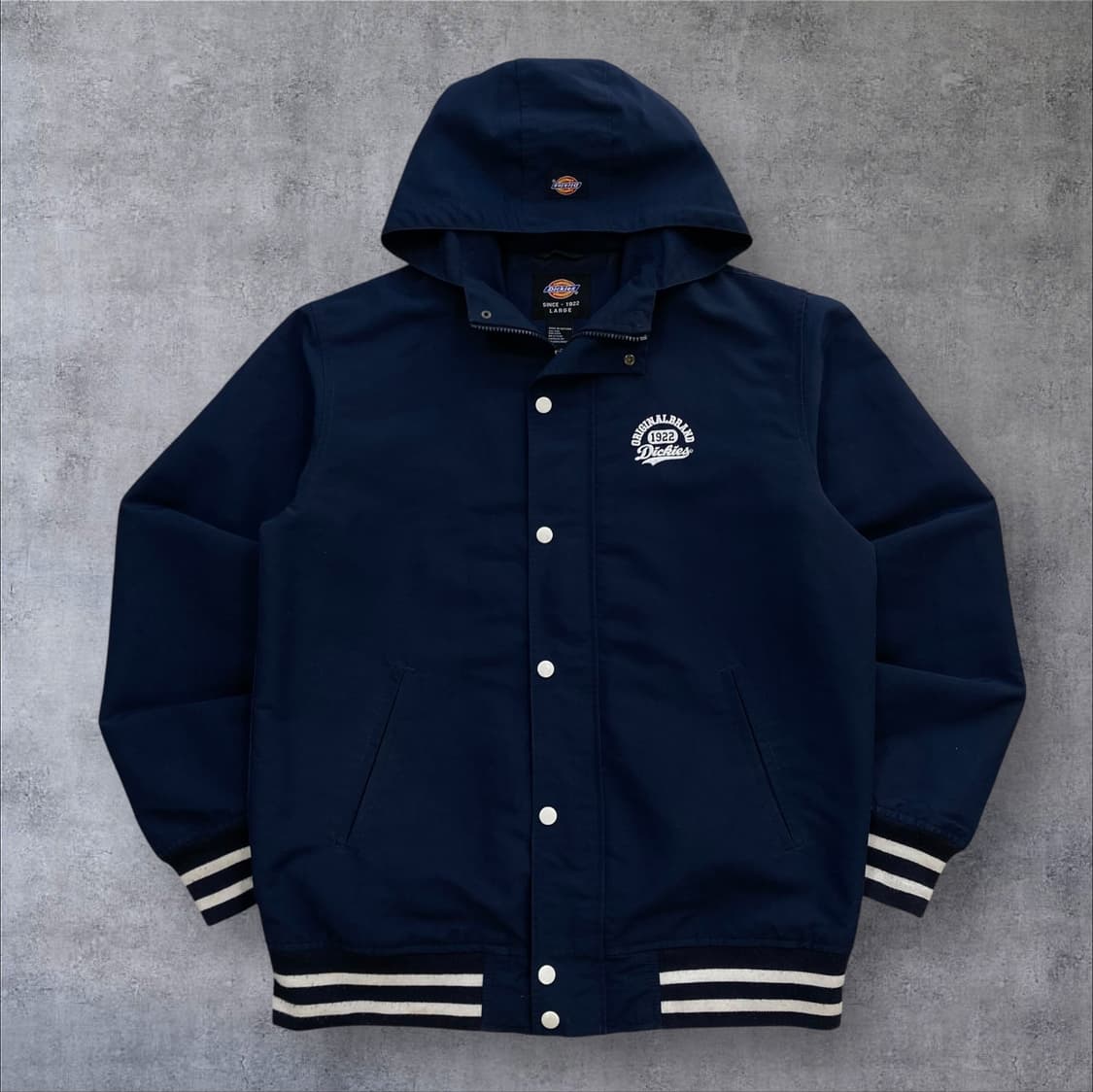 디키즈 스몰 로고 네이비 후드 스타디움 자켓 상품이미지1