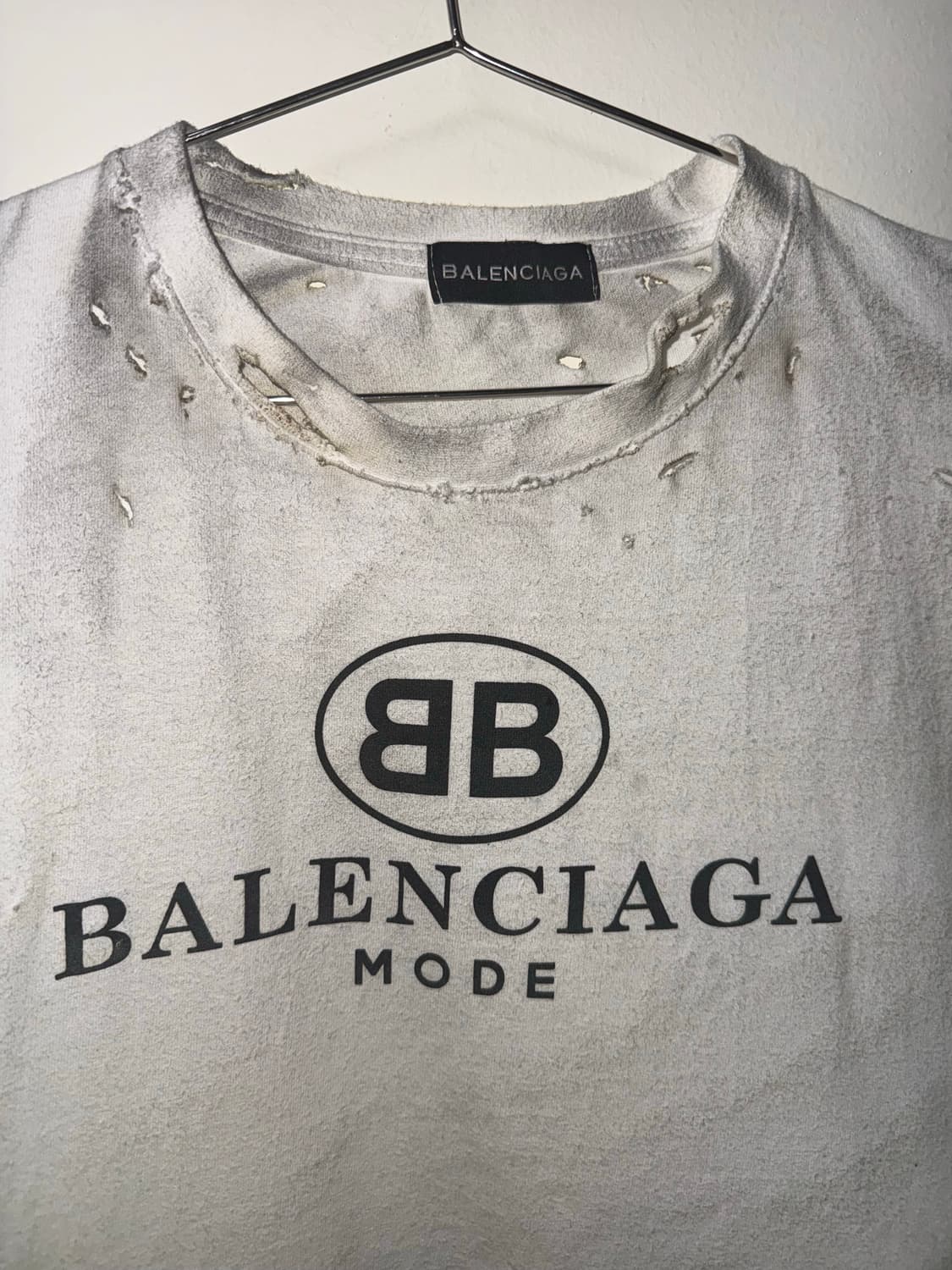 빈티지 발렌시아가 다스트레스드 데미지 워싱 반팔 상품이미지2