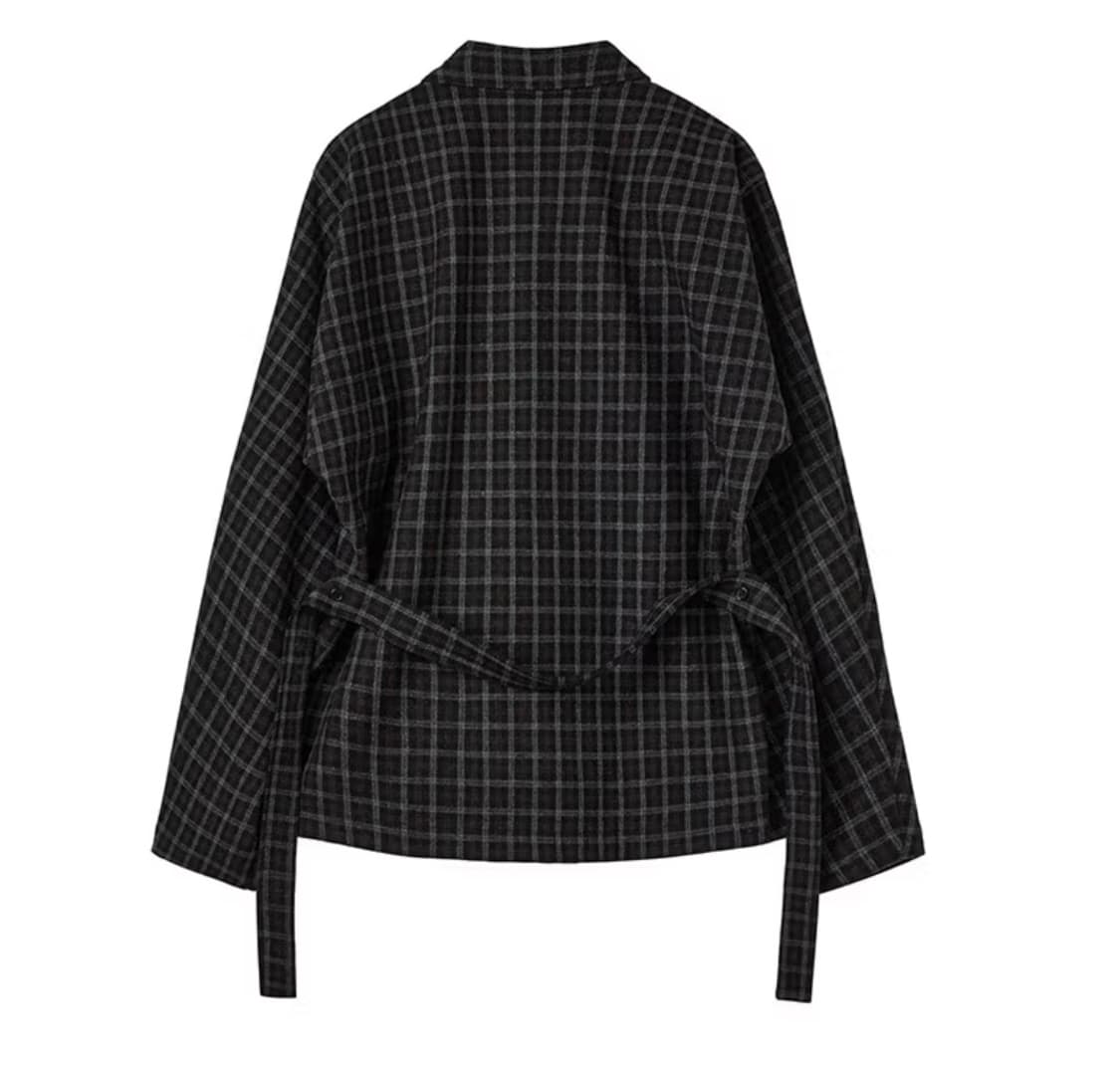 🤵vocavaca 딥체크 타이 블라우스 | 하객룩,격식룩 (실착2회) 상품이미지3