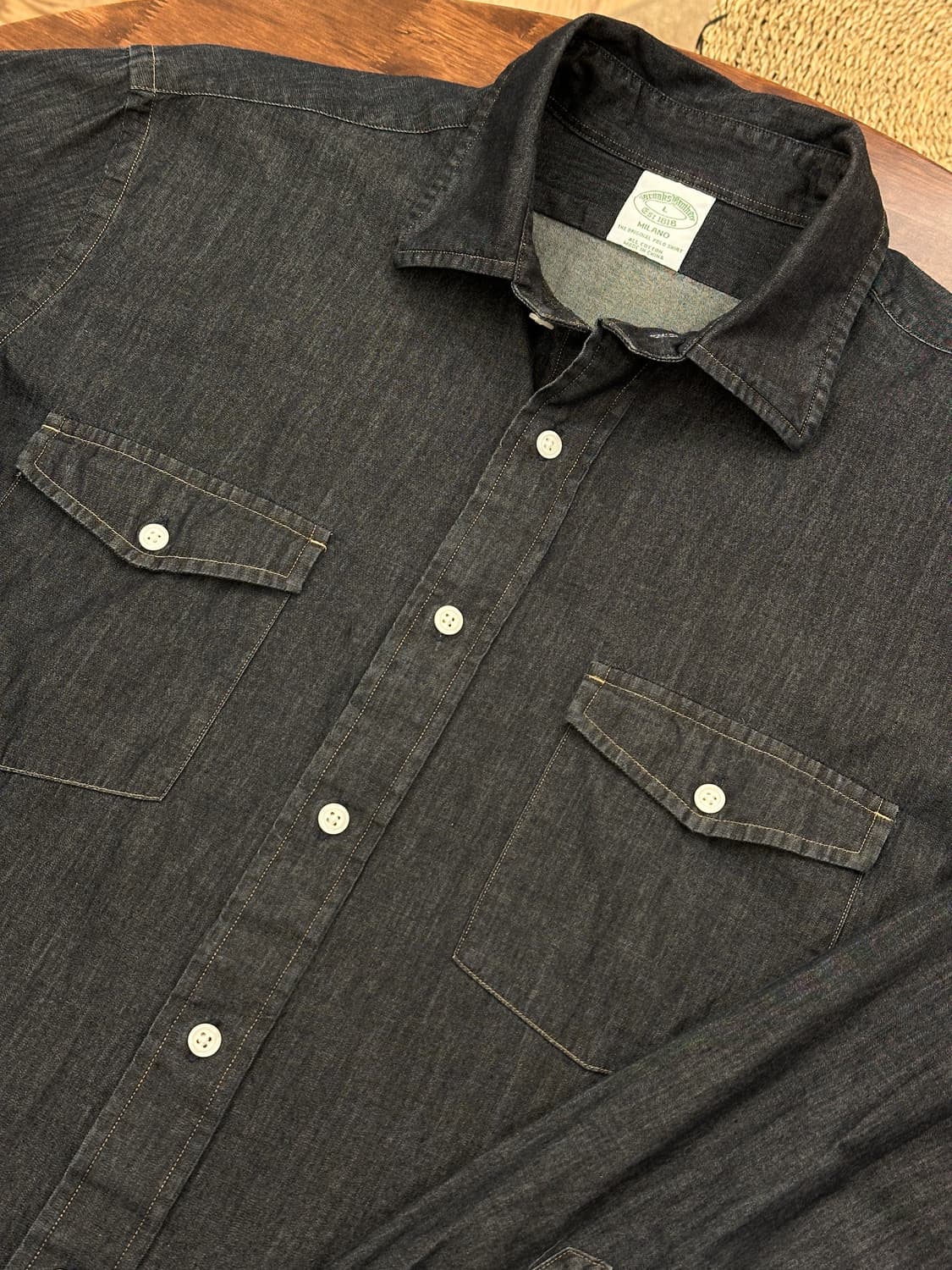 [상태좋음] 브룩스브라더스 밀라노 데님 샴브레이 셔츠 다크블루 L 상품이미지2