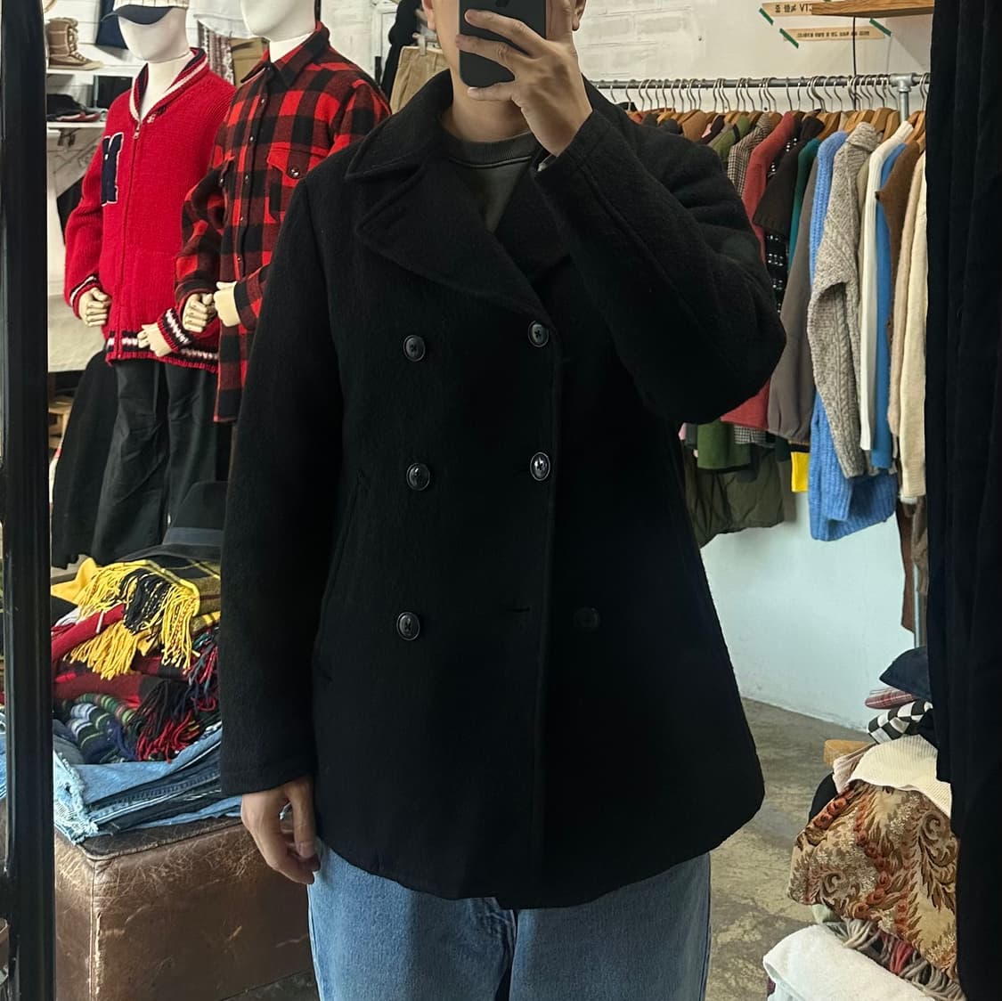 (착용컷) 유니클로 모직 피코트 (남성용 100) 상품이미지3