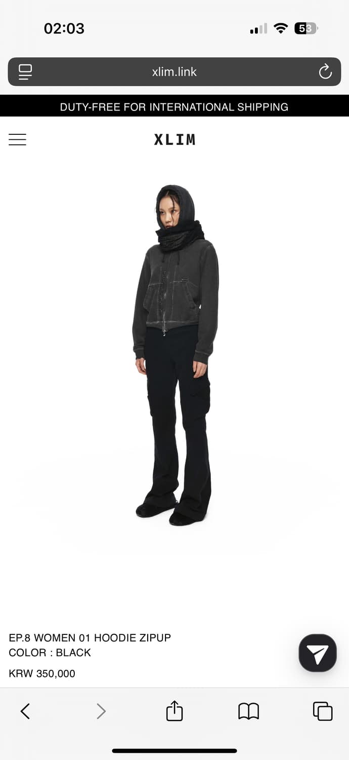 XLIM EP.8 WOMEN 01 HOODIE ZIPUP BLACK S 상품이미지7