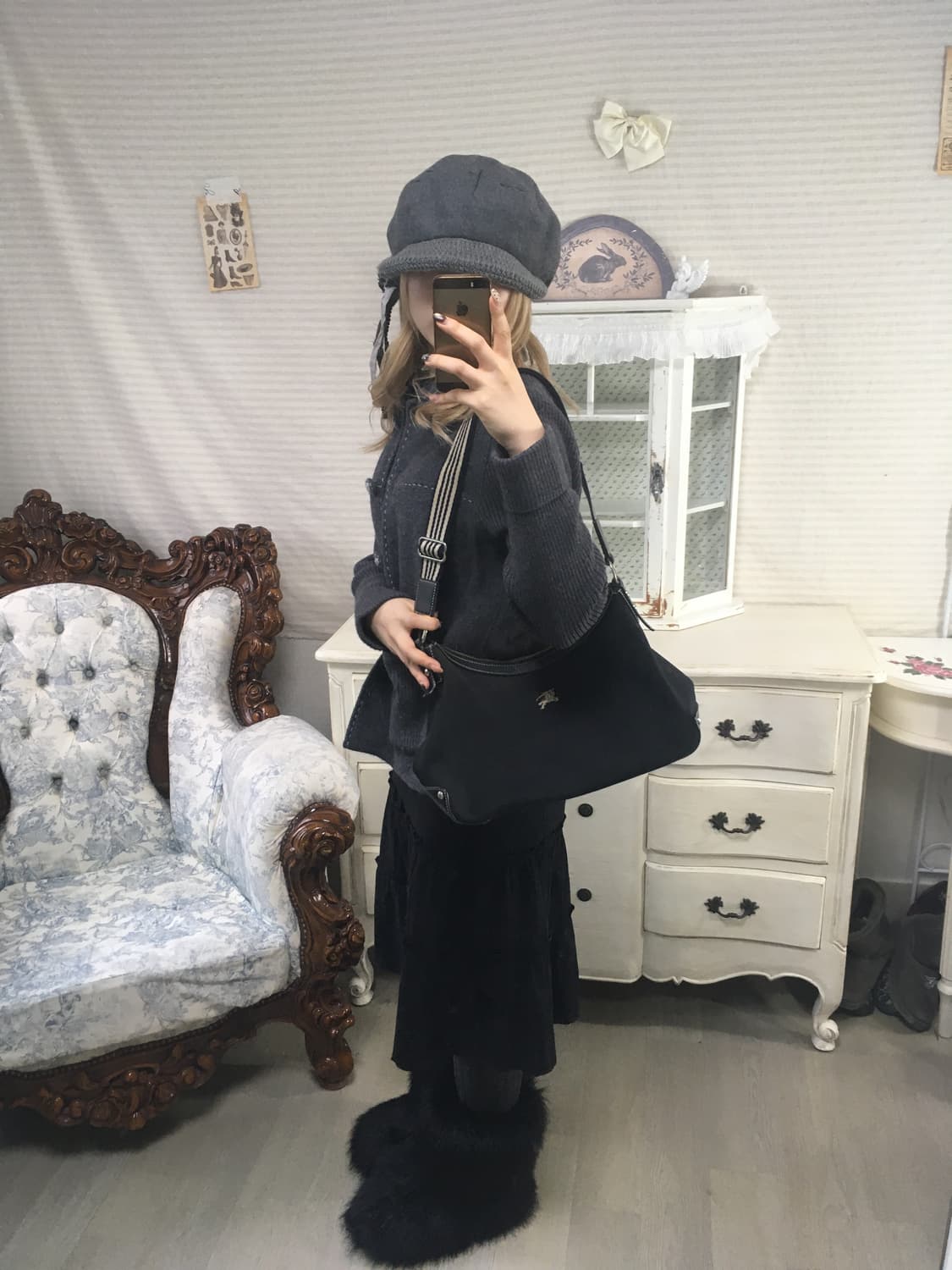 일본빈티지 차콜 울 니트 자켓 상품이미지5