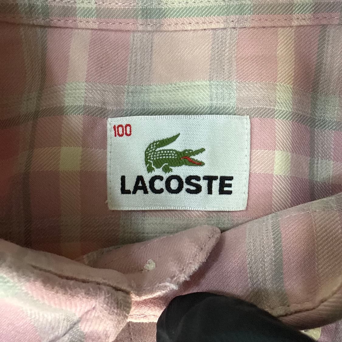 100 라코스테 핑크 체크 긴팔 셔츠0227T 상품이미지3