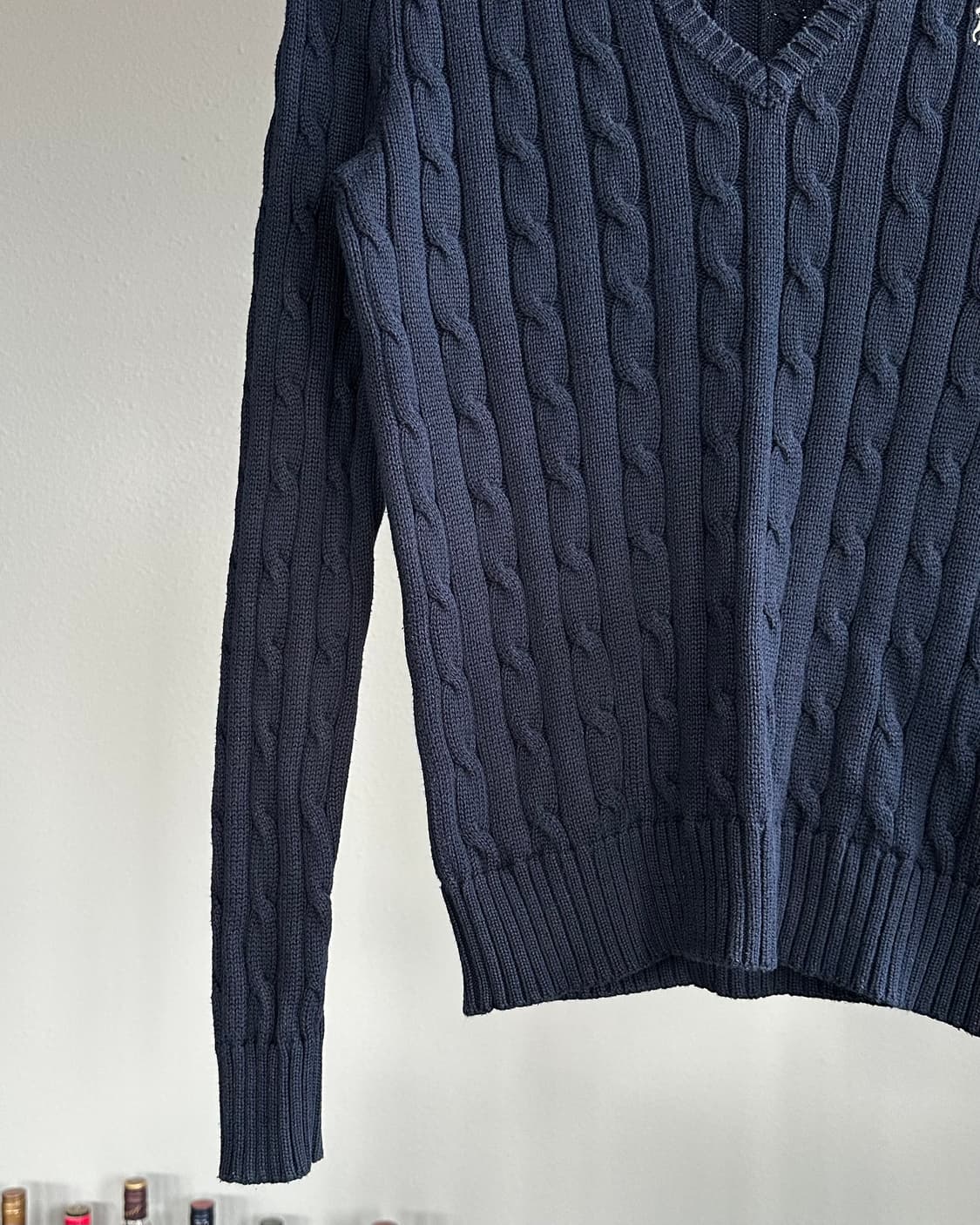 [S]폴로 랄프로렌 브이넥 꽈배기 케이블 니트 네이비 상품이미지5