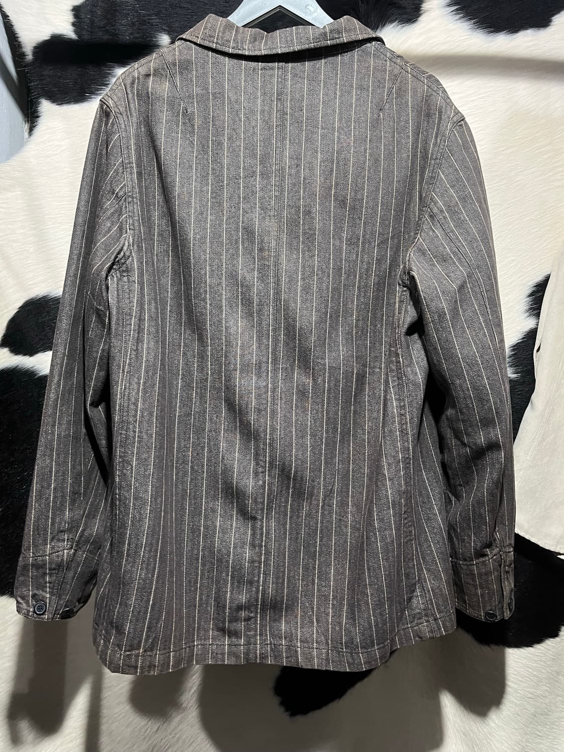 브라운 스트라이프 오버핏 자켓 상품이미지10