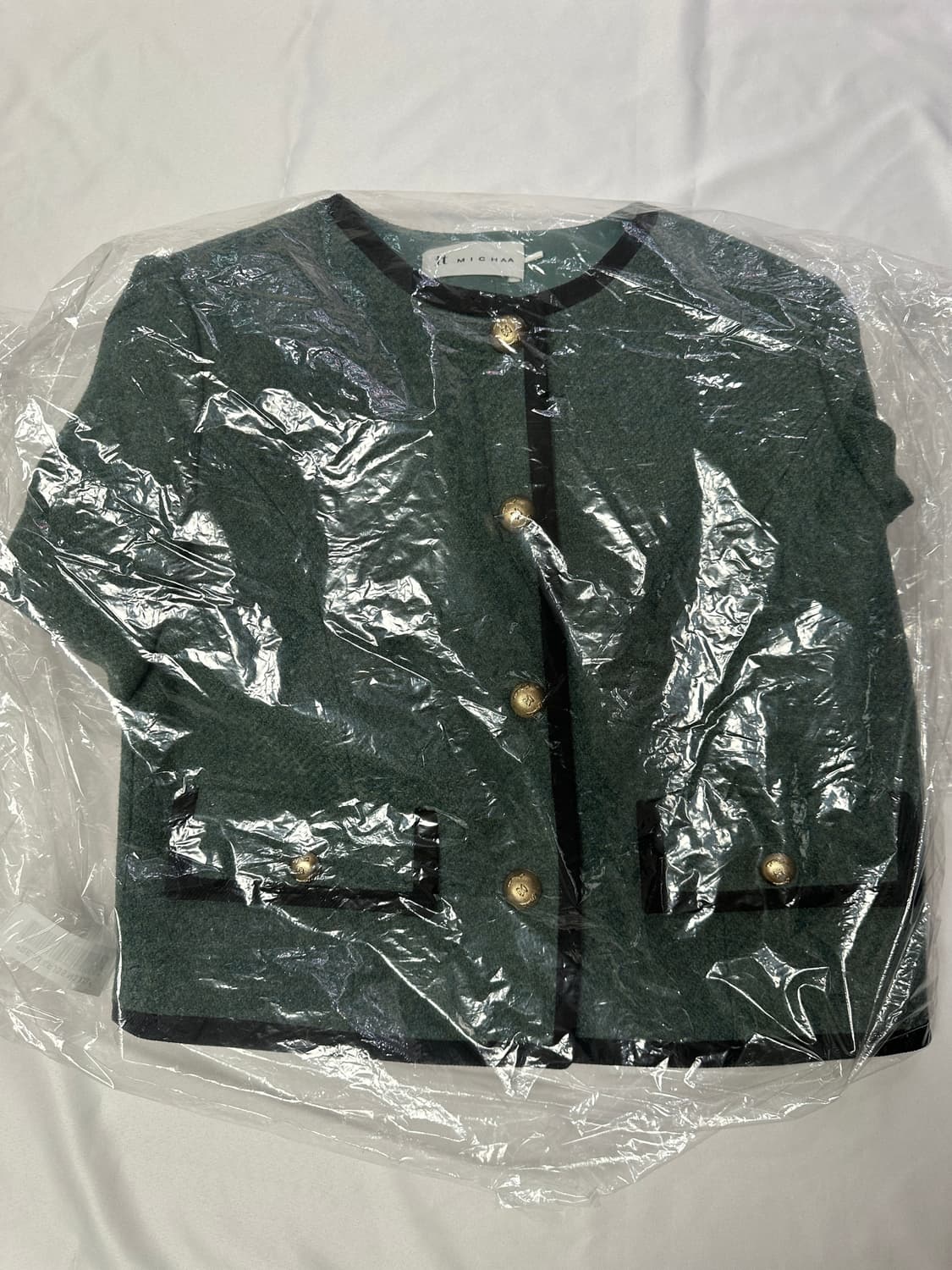 잇미샤 카라리스 텍스쳐블록 울100% 자켓 다크그린(44) 상품이미지6