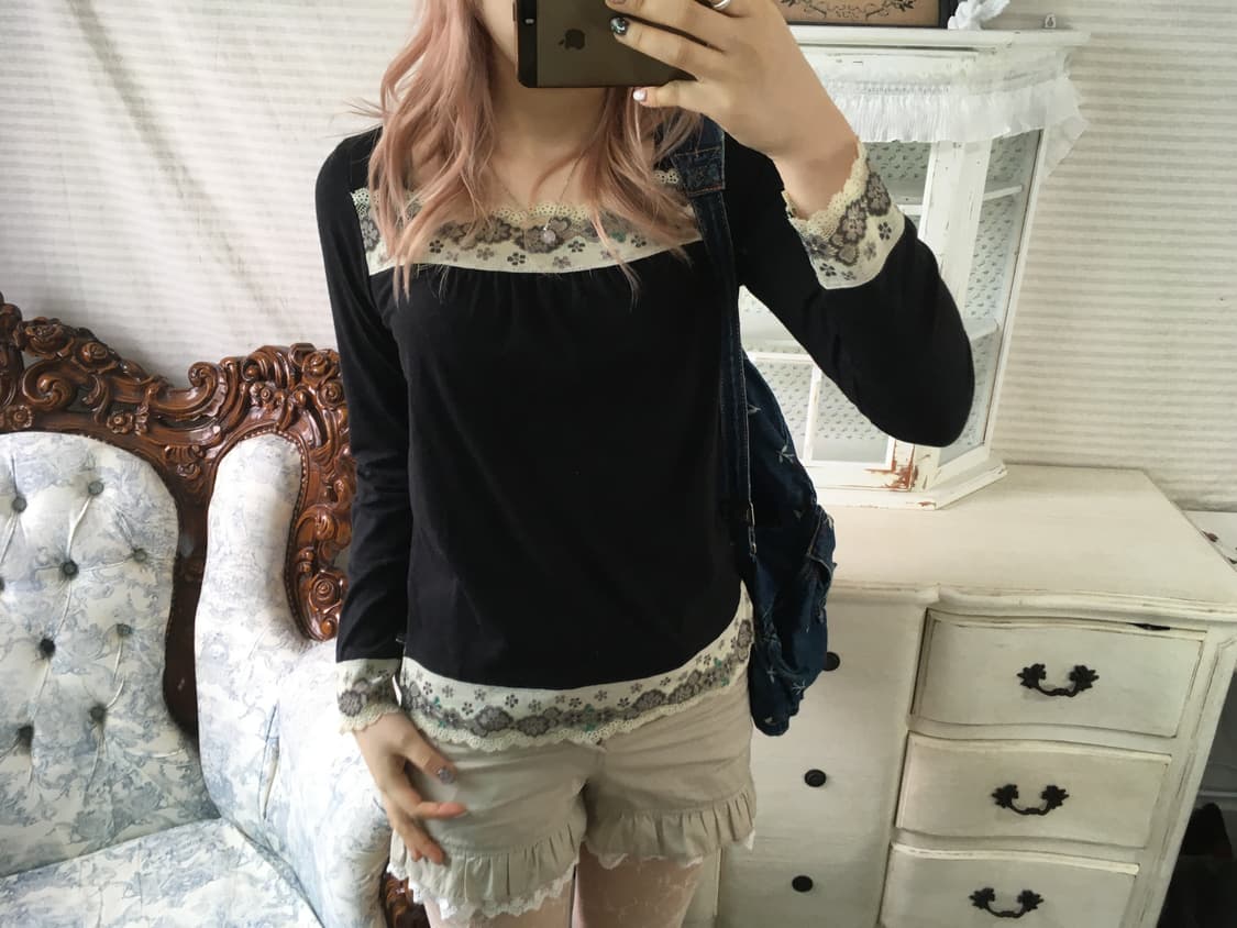 일본빈티지 모리 레이스 롱슬리브 상품이미지2