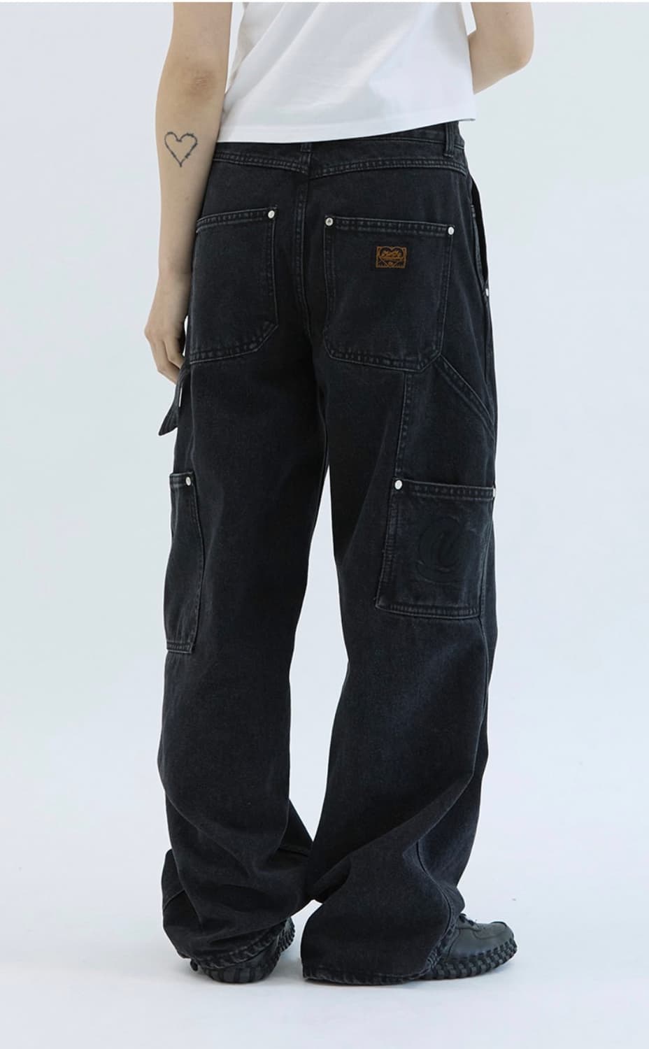 택포) 밈더워드로브 하트워크 카펜터 데님팬츠 상품이미지1