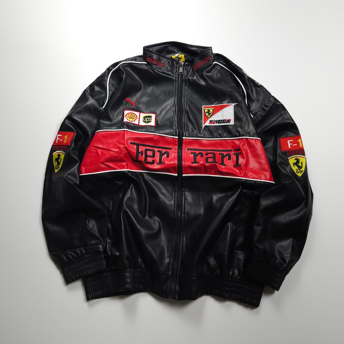 빈티지 페라리 풀 자수 레더 레이싱 자켓 (100) 상품이미지2