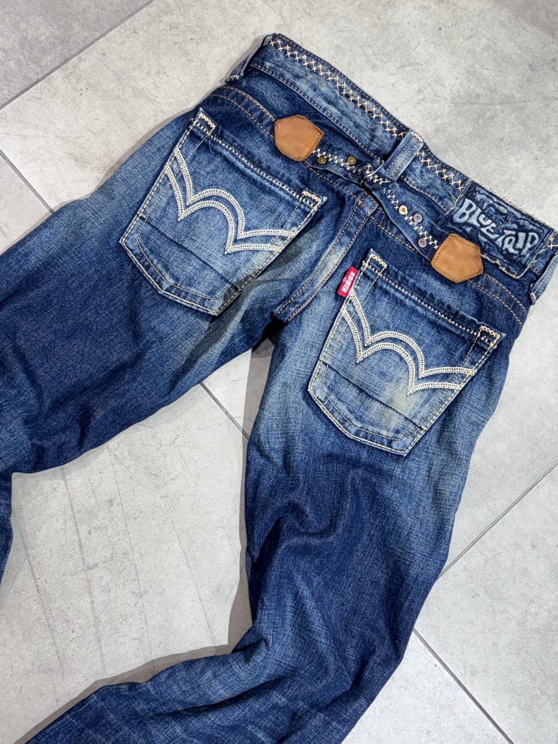 에드윈 블루트립 빈티지 스티치 백버클 워싱 데님 팬츠 바지 상품이미지9