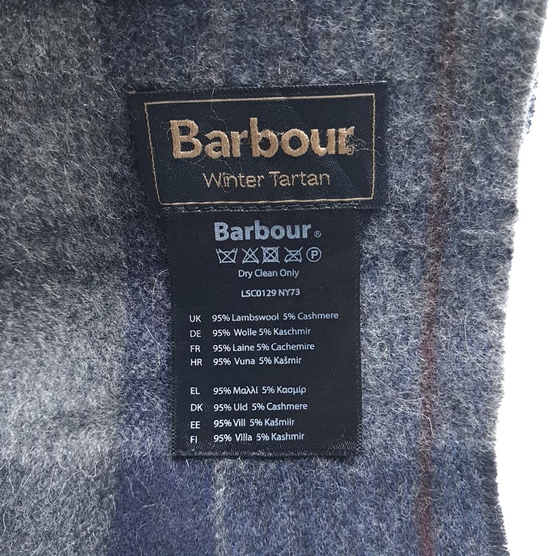 MX517 바버 스코틀랜드판 램스울캐시미어 네이비 머플러 목도리 상품이미지4