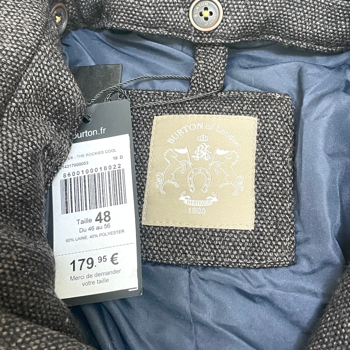 (택있는 새상품)BURTON 브라운 체크 울혼방 집업 버튼 자켓  상품이미지5