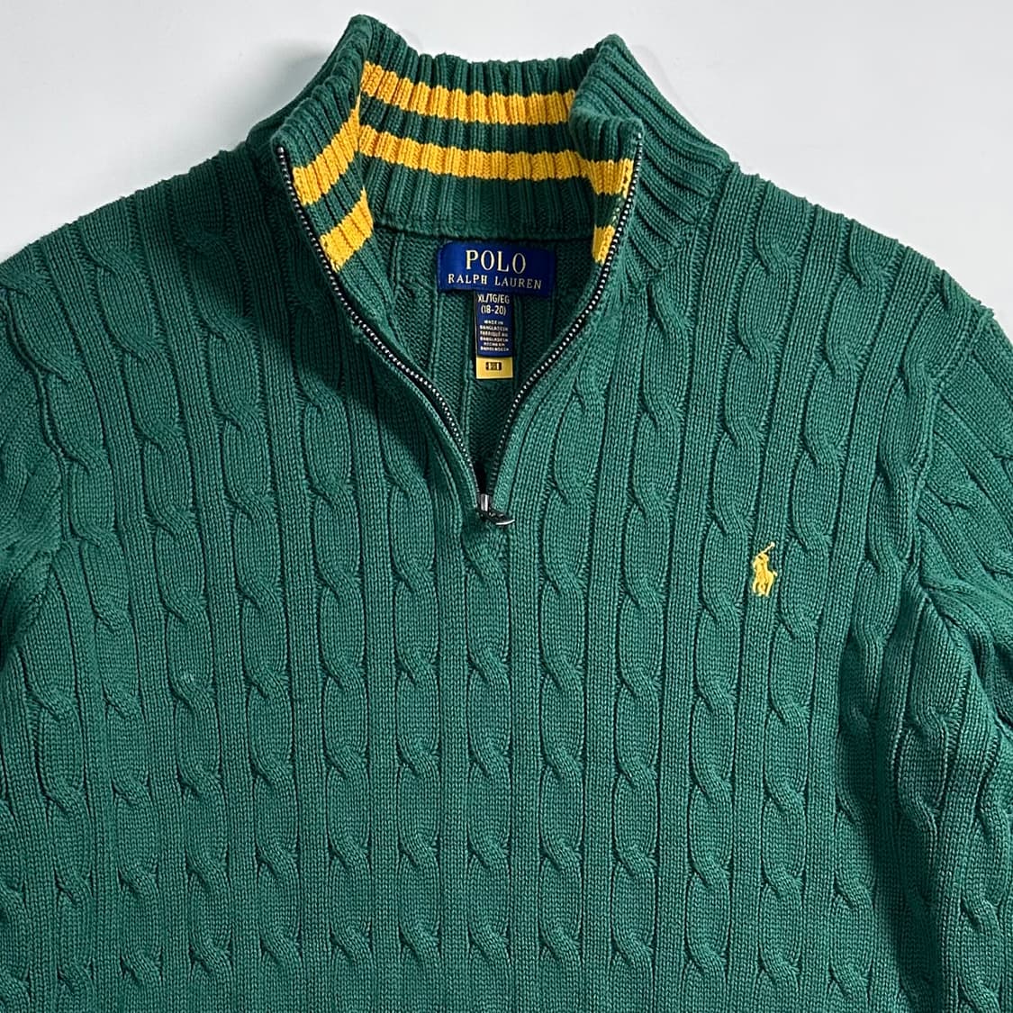 폴로 랄프로렌 보이즈 그린 케이블 반집업 상품이미지2