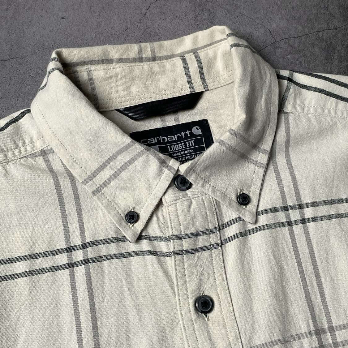 CARHARTT 칼하트 아이보리 체크 다운버튼 반팔 워크셔츠 A01080 상품이미지2