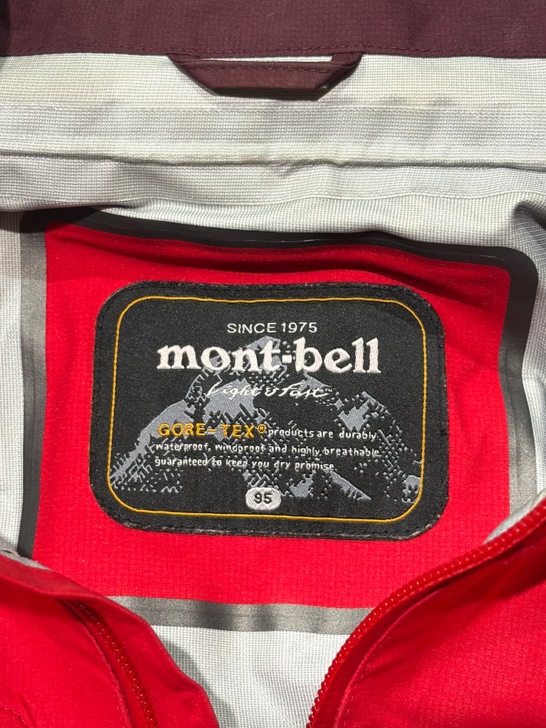 몽벨(Montbell) 우먼 고어택스 레드 바람막이 자켓 상품이미지7