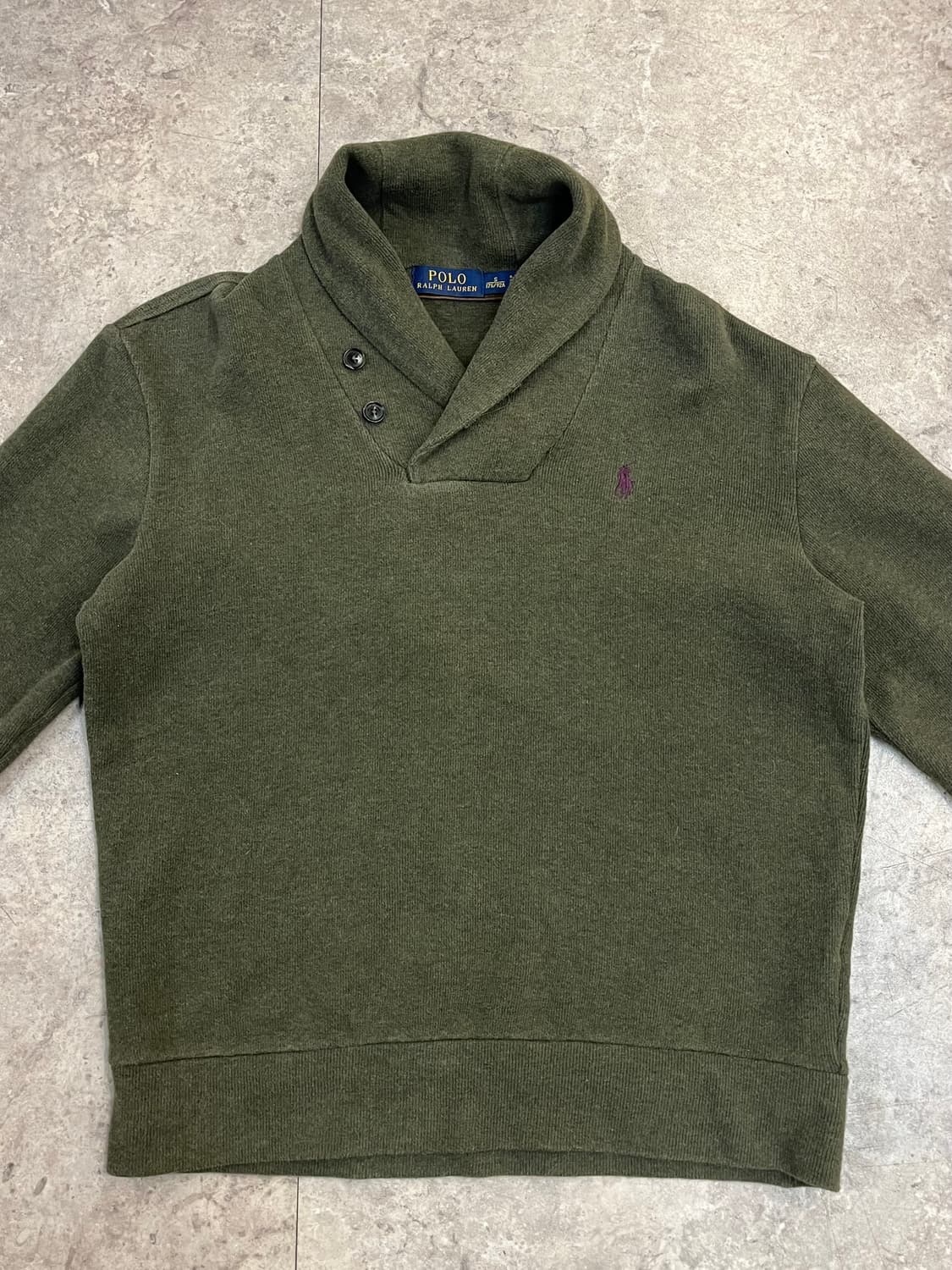 폴로 랄프로렌 엘보우패치 숄카라 니트 그린 S #csz2659  상품이미지5