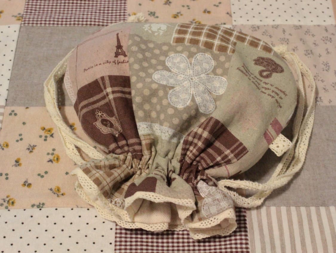 핸드메이드 패치워크 무늬 레이스 스트링 파우치 상품이미지5