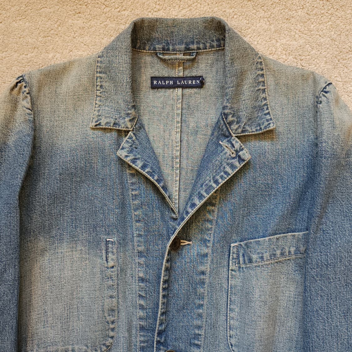 폴로 랄프로렌 데님 트렌치 코트 샵코트 셔링 디테일 M 상품이미지4