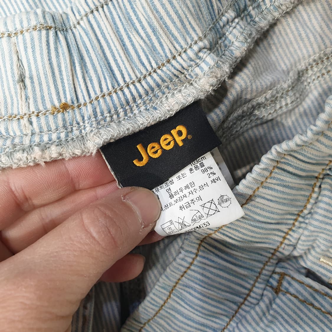 지프 여성 스트라이프 배기 데님팬츠 32 상품이미지5