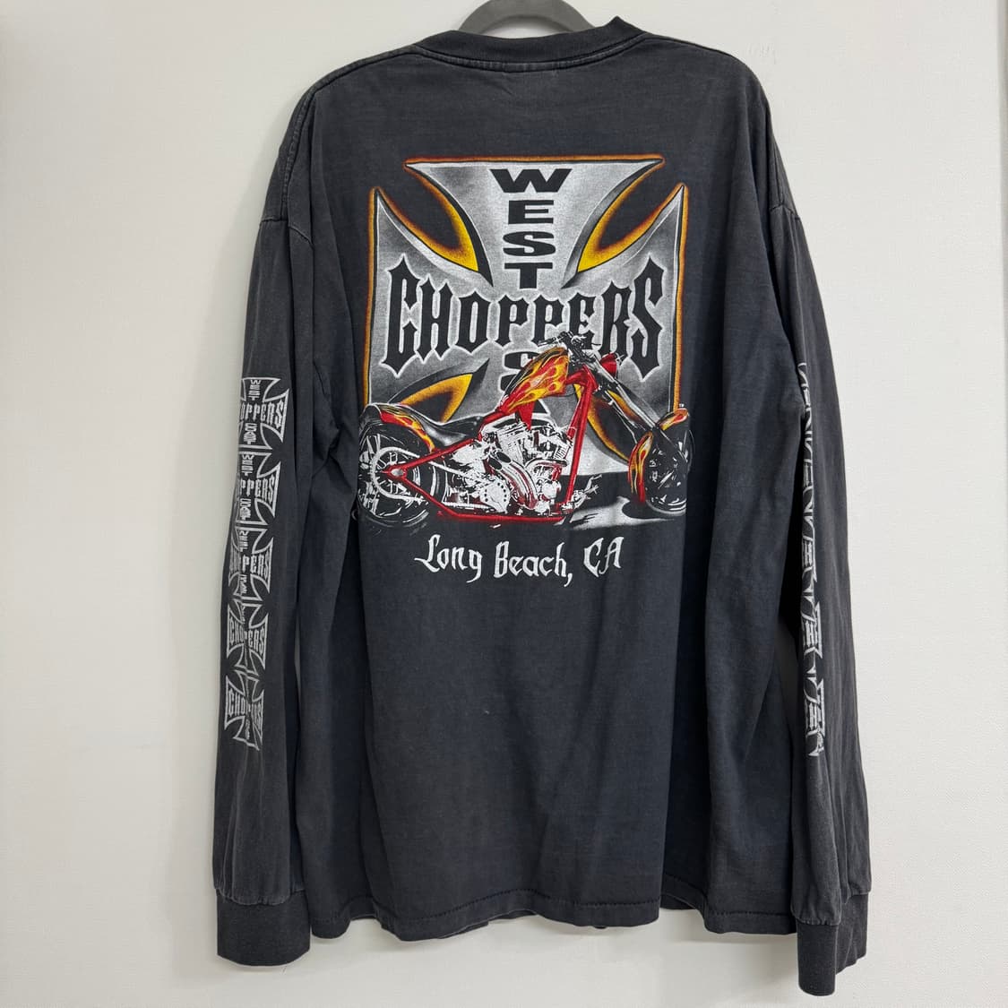 빈티지 west coast chopper 십자가 로고 긴팔 상품이미지4