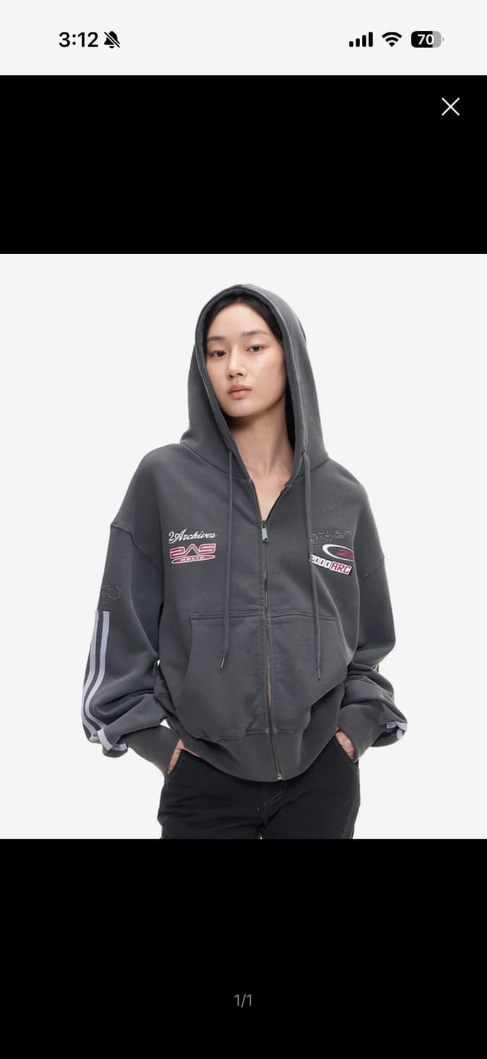 2000아카이브 ARC RACING HOODIE ZIP UP (GREY) 상품이미지2