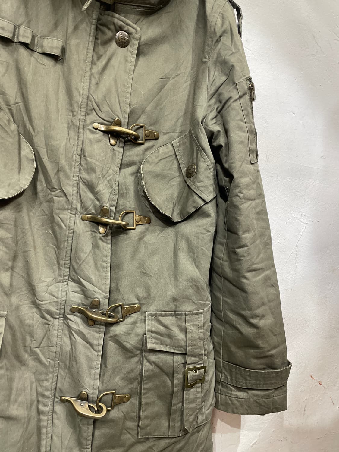 일본빈티지 울프죠 파이어맨 버클 자켓 롱 야상 퍼 후드 개파카 S 상품이미지7