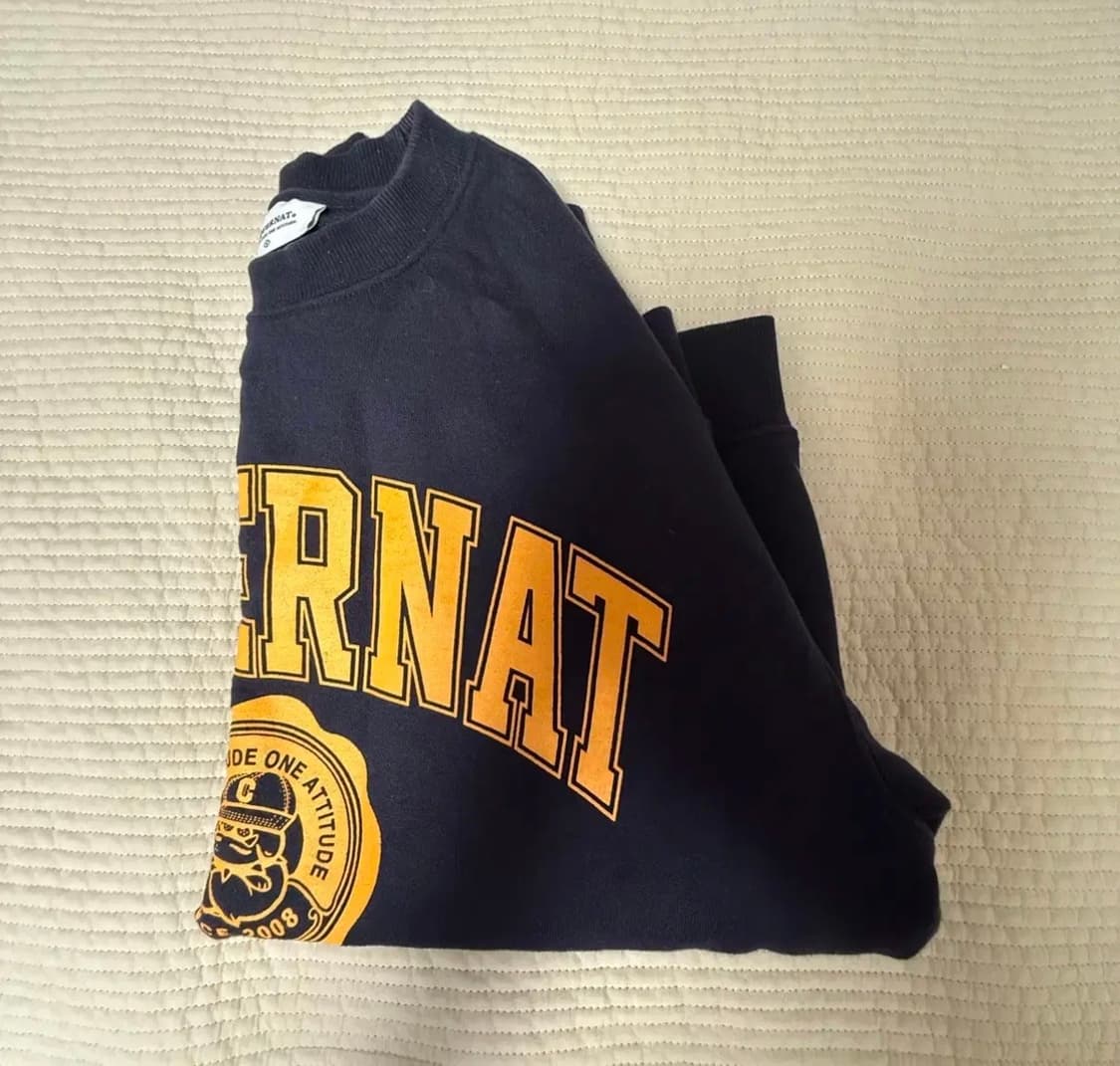 커버낫 옐로우로고 네이비맨투맨 S 상품이미지1