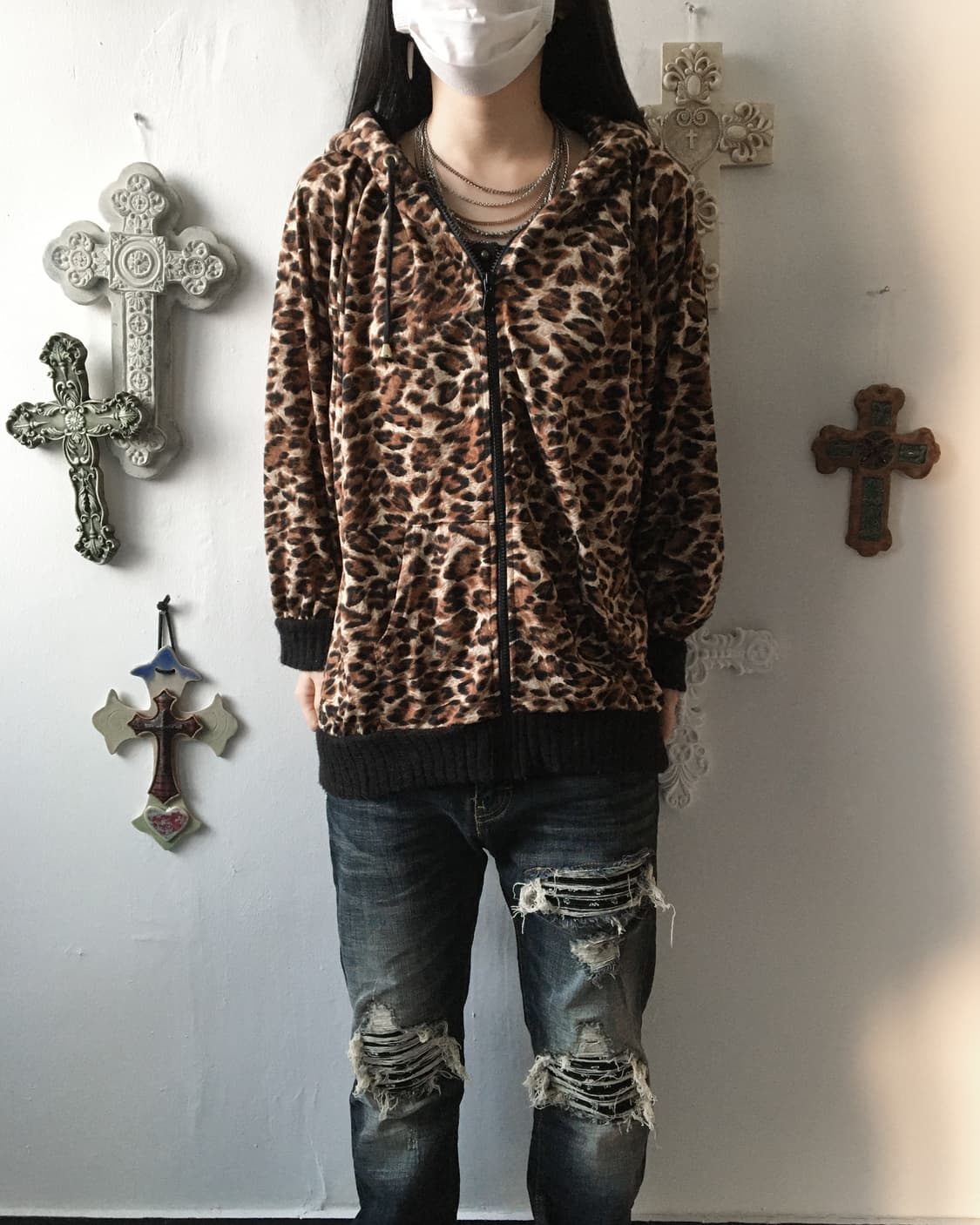 Leopard pattern hood zip up 상품이미지1