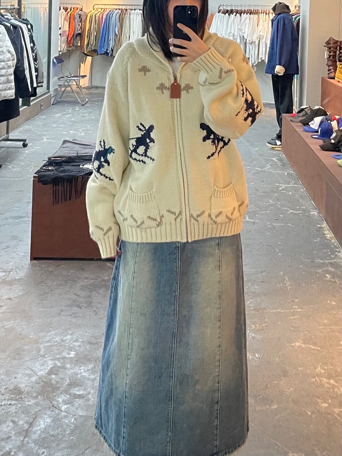 JPN빈티지 90s 스키 코위찬 니트집업 자켓 H1176 상품이미지1