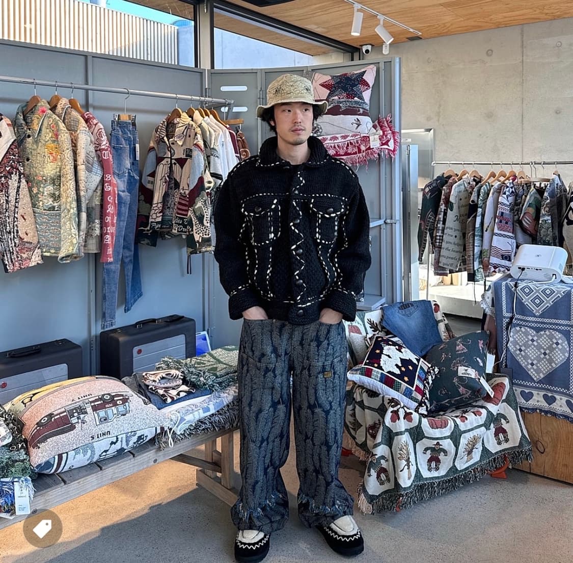 OS) 캐피탈 울 핸드 니트 코위찬 G 진 블랙 상품이미지2