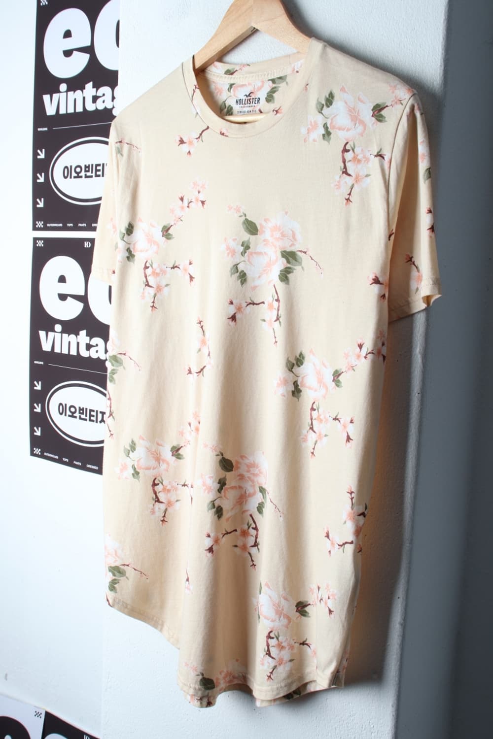 W(L-XL) 홀리스터 반팔 티셔츠 새상품 플라워 베이지-H32444 상품이미지1