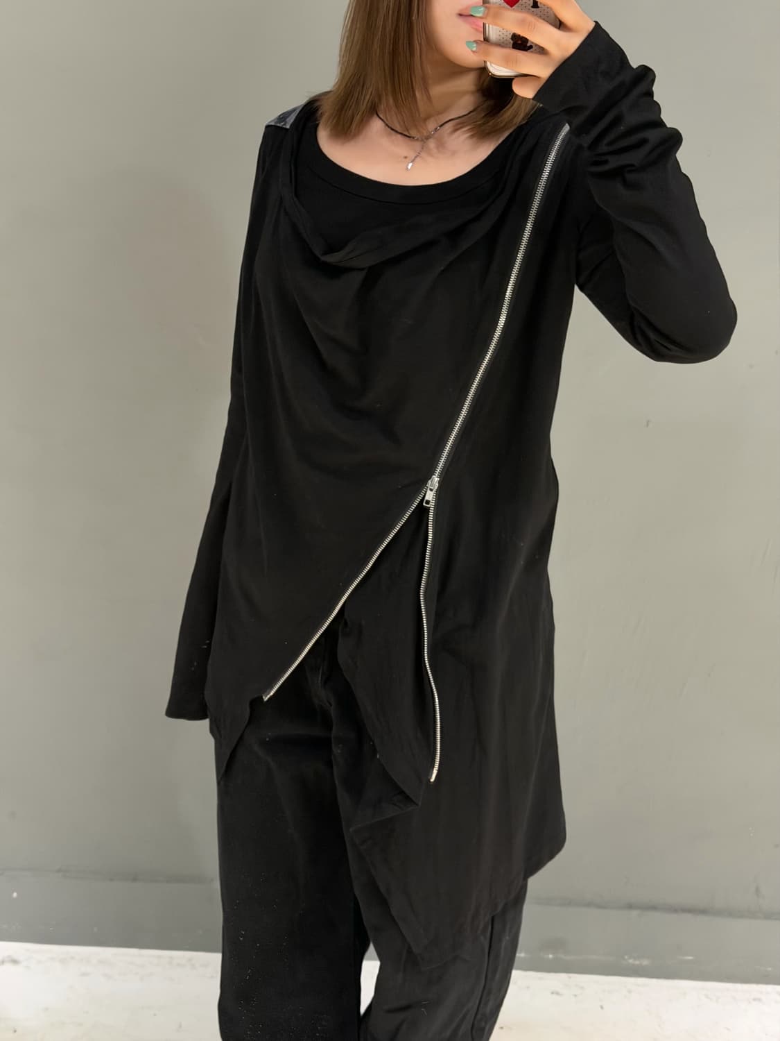 Archive side zipper drape hood zip-up  상품이미지6