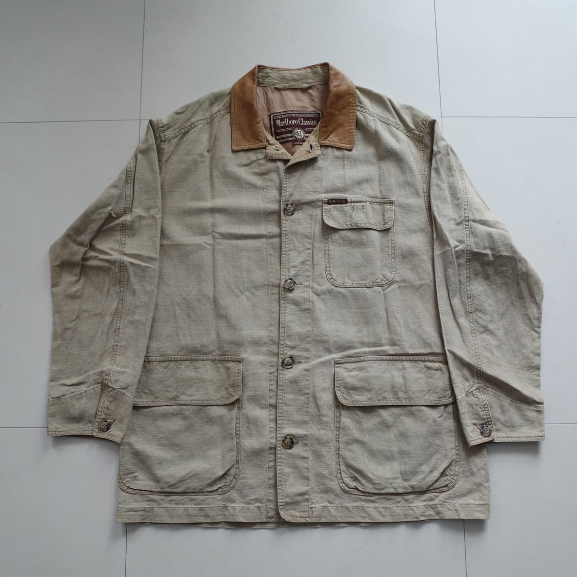 90s 말보로 클래식 빈티지 레더카라 헌팅 초어 자켓 XXL 상품이미지1